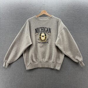 VTG Michigan Wolverines Sweatshirt Mens XL Gray NCAA Football Midwest Embroidery
